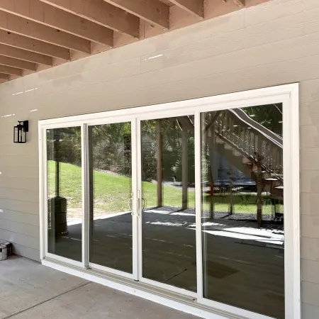 A white sliding patio door 