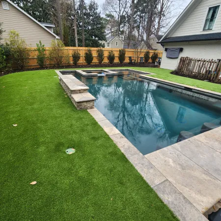 a pool in a backyard