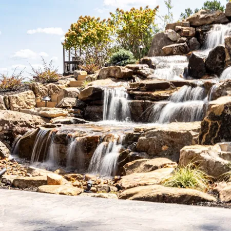 a waterfall in a rocky place