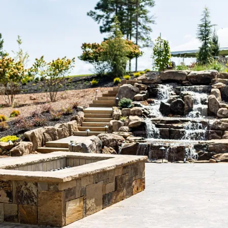 a stone wall with steps