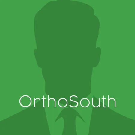 Minimalist logo design featuring a silhouette against a green background for OrthoSouth.