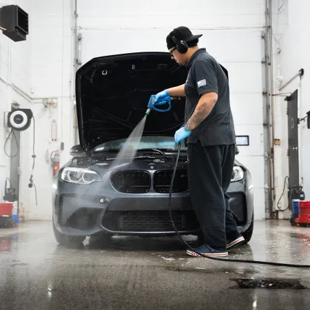 a man working on a car