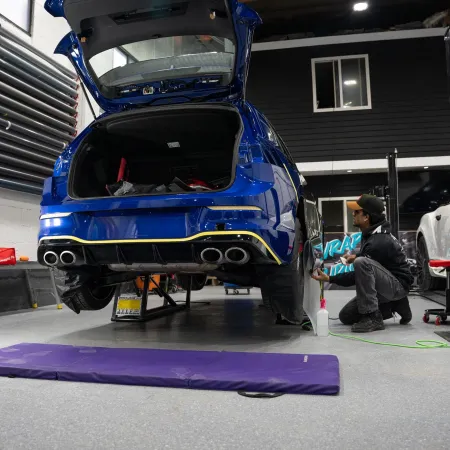 a person working on a car