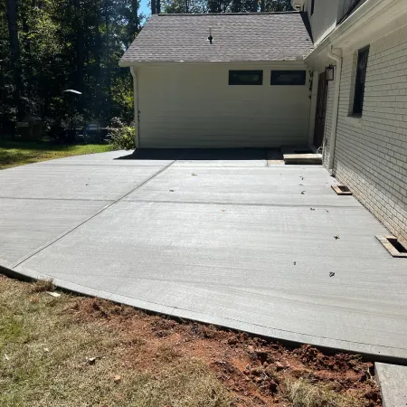 a house with a concrete patio