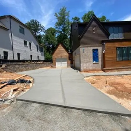 a driveway leading to a church