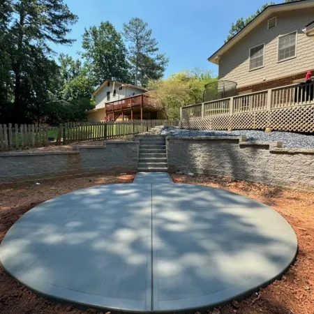 a water fountain in a yard