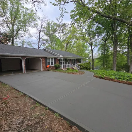 Freshly replaced driveway enhancing home exterior