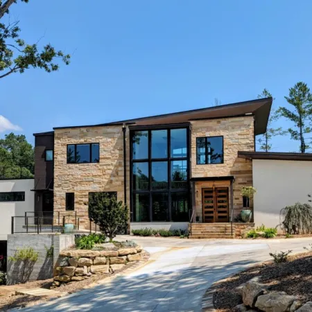 a building with a driveway