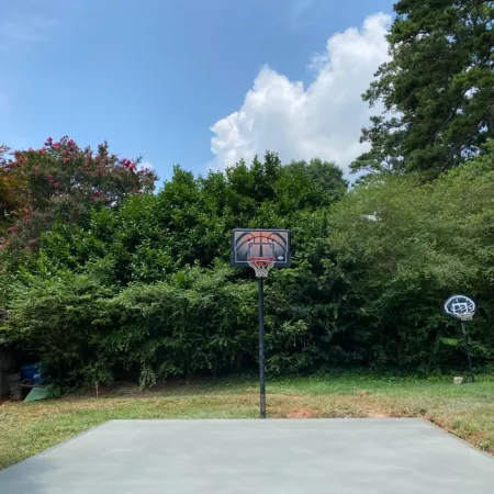 a basketball hoop in a park