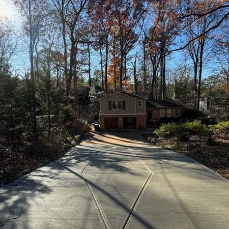 a house with trees around it