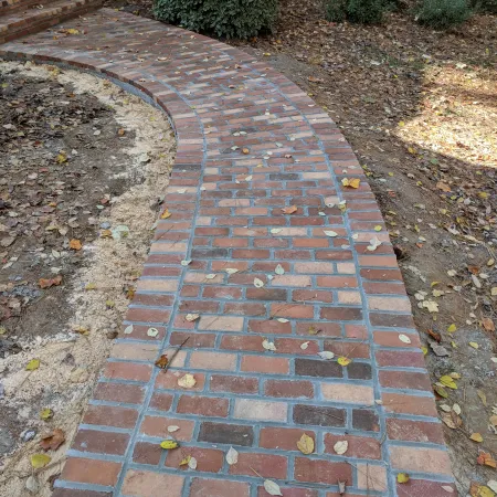 Elegant brick walkway at home entrance