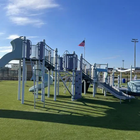 a playground with a slide