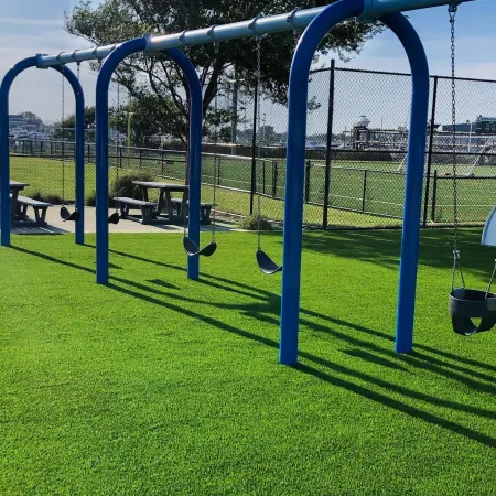 a playground with blue bars