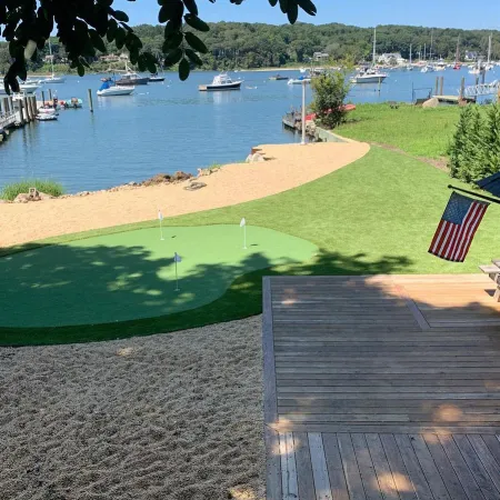 a pool with a green pool
