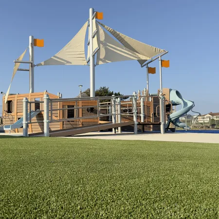 a building with a slide