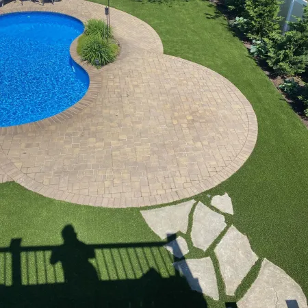 a pool in a backyard