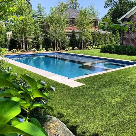 a swimming pool in a backyard