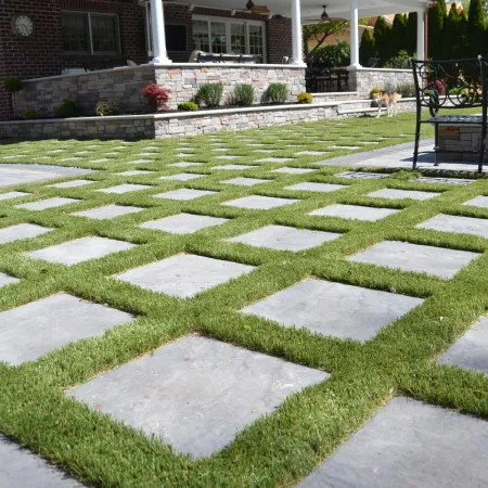 a lawn in front of a house