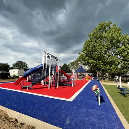 a child playing on a playground