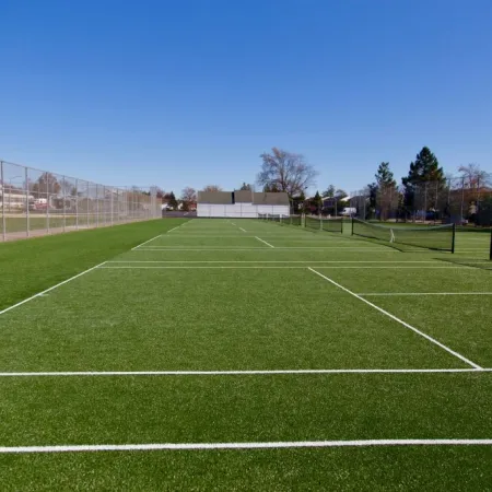 a tennis court with a net