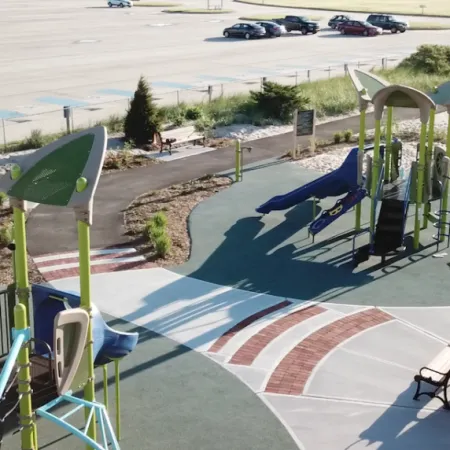 a playground with a slide