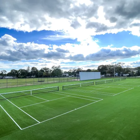 a tennis court with a net