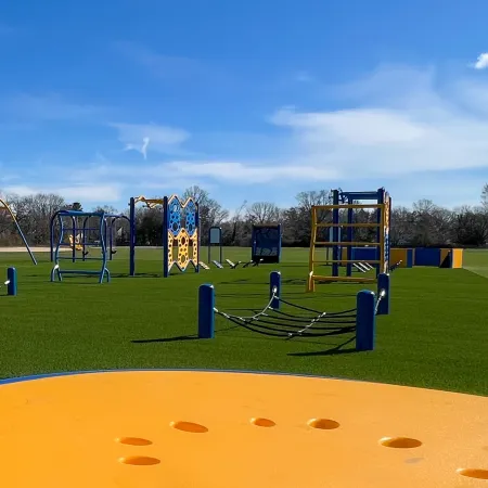 a playground with a slide