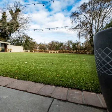 a view of a yard with a house and trees
