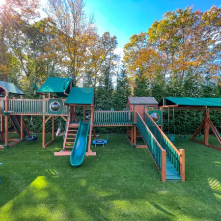 a playground with a slide