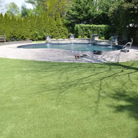 a pool with a couple of people in it