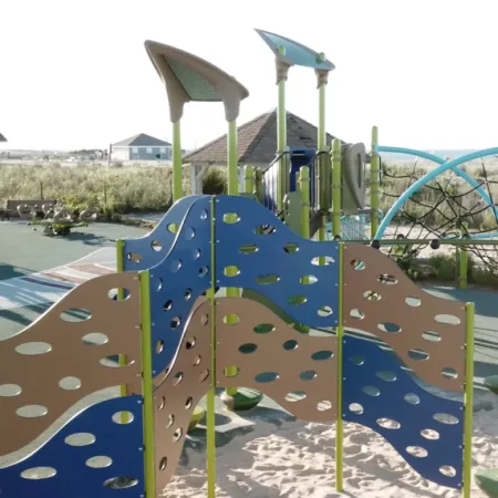 a playground with a slide
