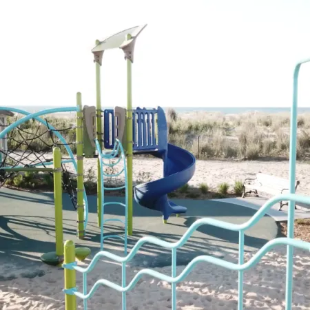 a playground with a slide