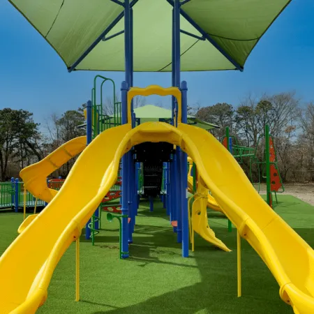 a playground with a slide