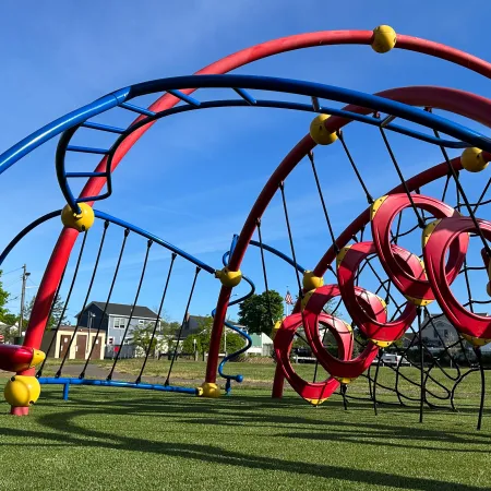 a large red and yellow playground