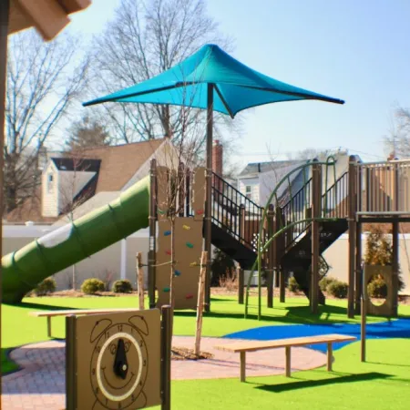 a play set in a backyard