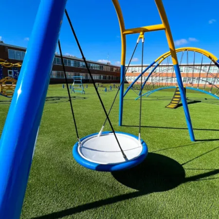 a playground with a slide