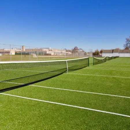 a football field with a net