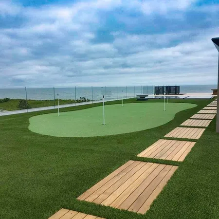 a football field with a fence