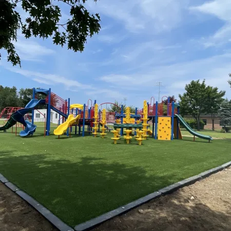 a playground with a slide