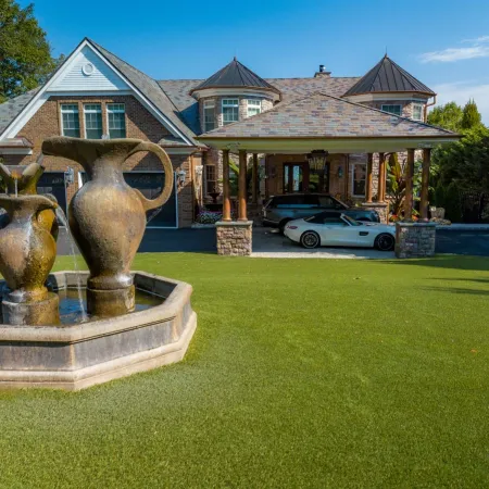 a large house with a large lawn