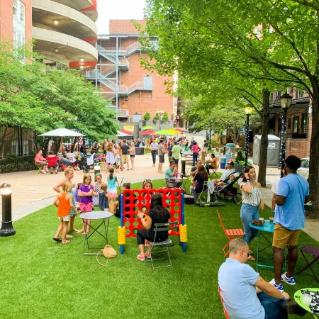 a group of people at a park