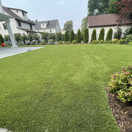 a lawn with a few houses