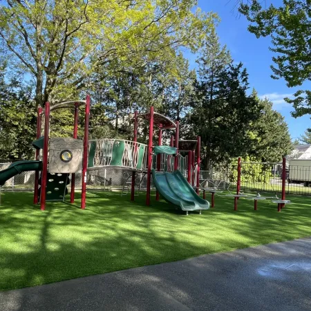 a playground with a slide