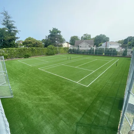 a tennis court with a net