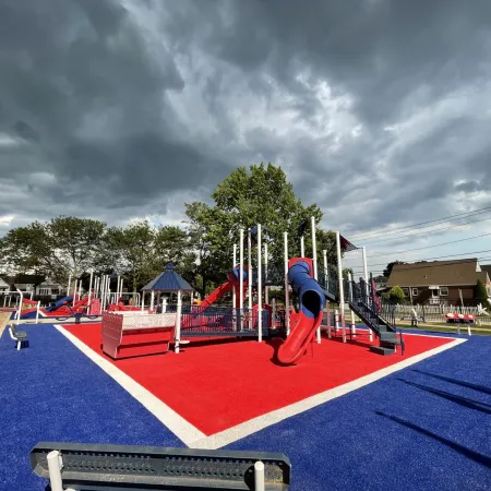 a playground with a slide