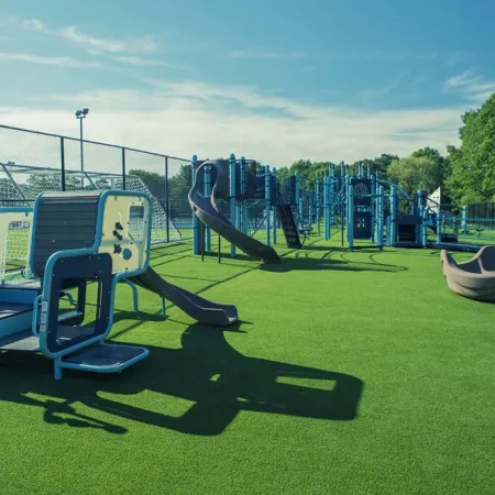 a playground with a slide