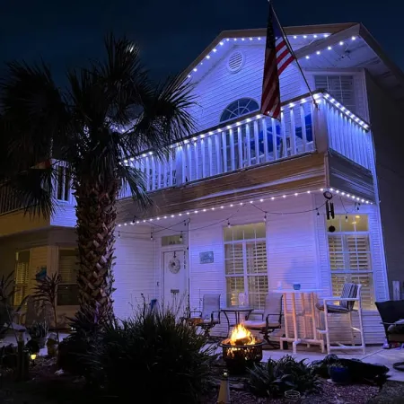 a house with a flag on the roof