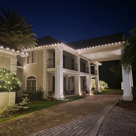 a house with a brick driveway