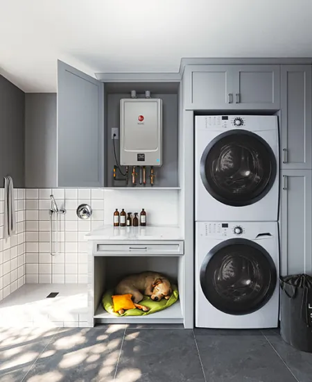 tankless water heater in laundry room