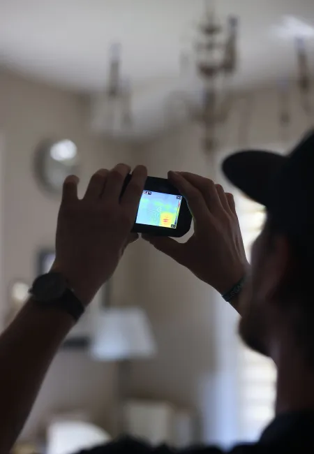 man performing energy audit